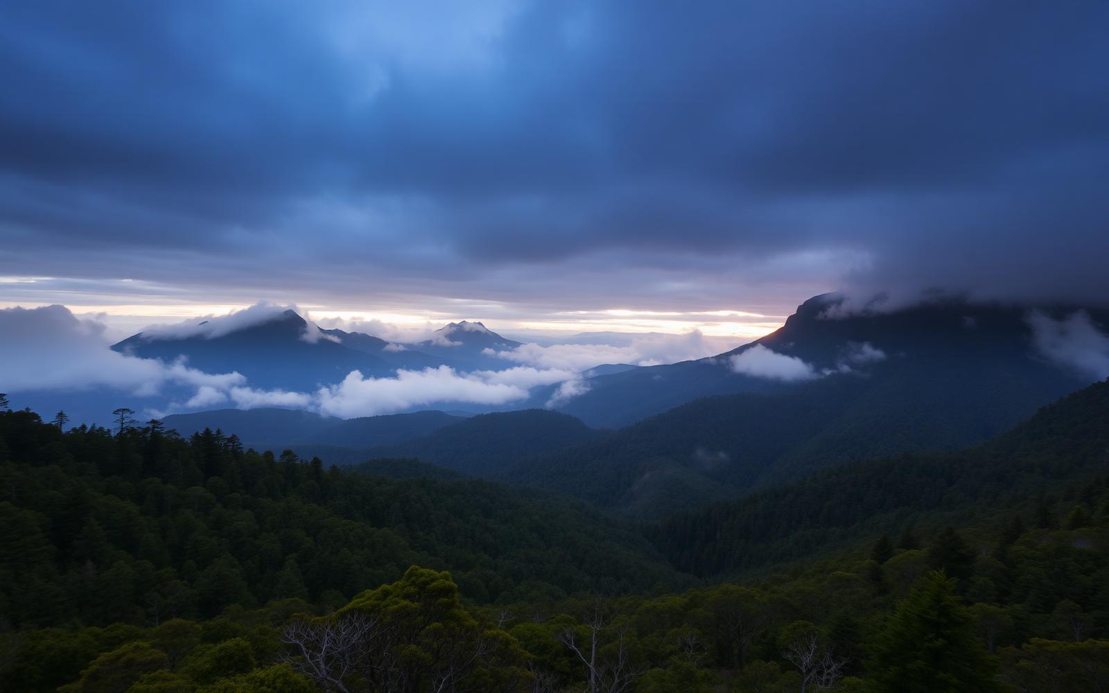 Misty Tasmanian mountains